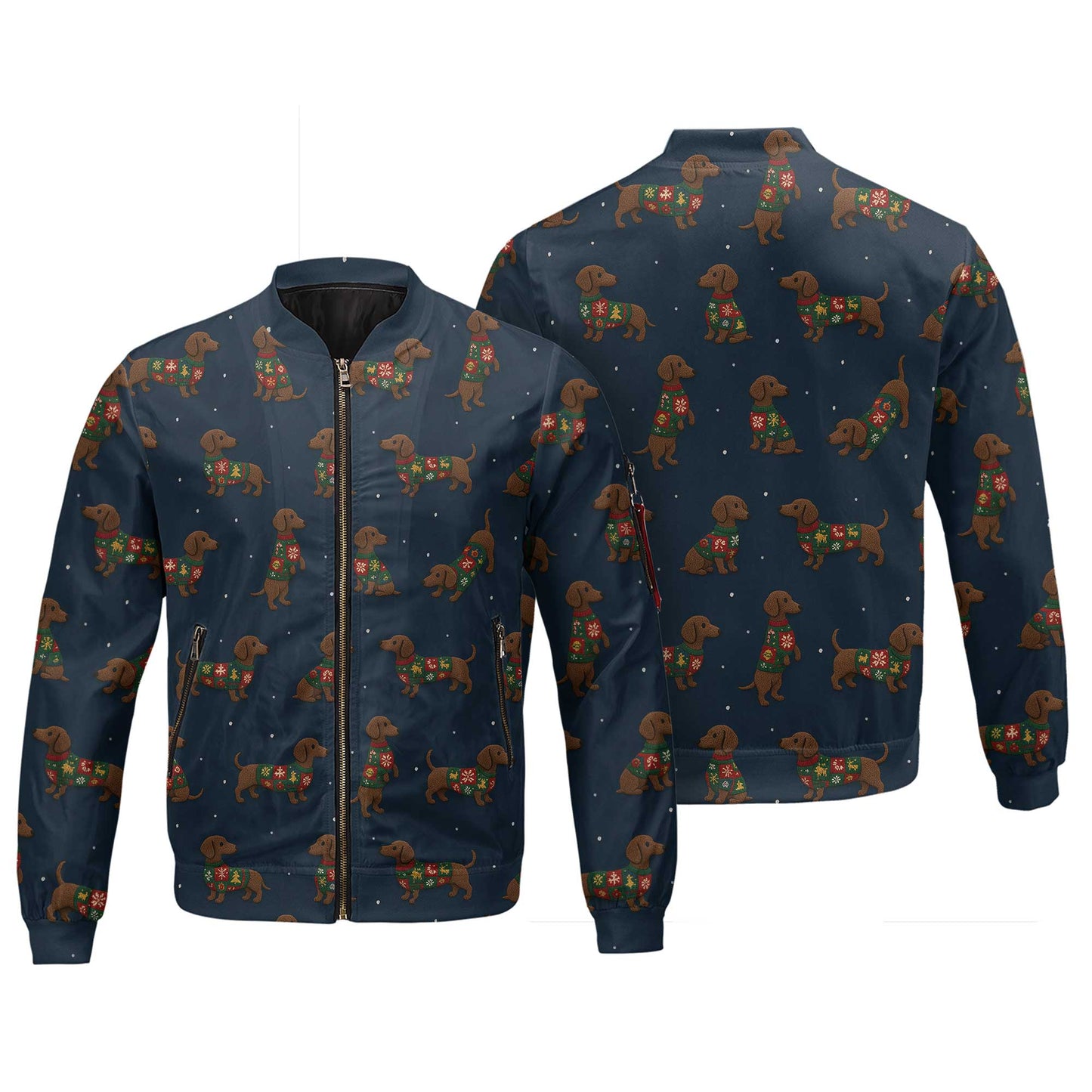 Snowflake Pattern Polos Christmas, Dachshund Christmas Shirt, Weiner Dog Shirts