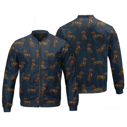 Snowflake Pattern Polos Christmas, Dachshund Christmas Shirt, Weiner Dog Shirts