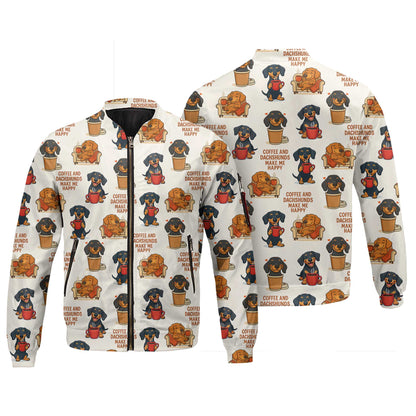 Funny Coffee And Dachshund Pattern Polo, Dachshund Shirt, Wiener Dog T Shirts