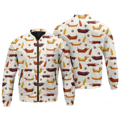 Wiener Dog T Shirt, Dachshund Shirt With Sausage Dog And Mustard Bottle Pattern