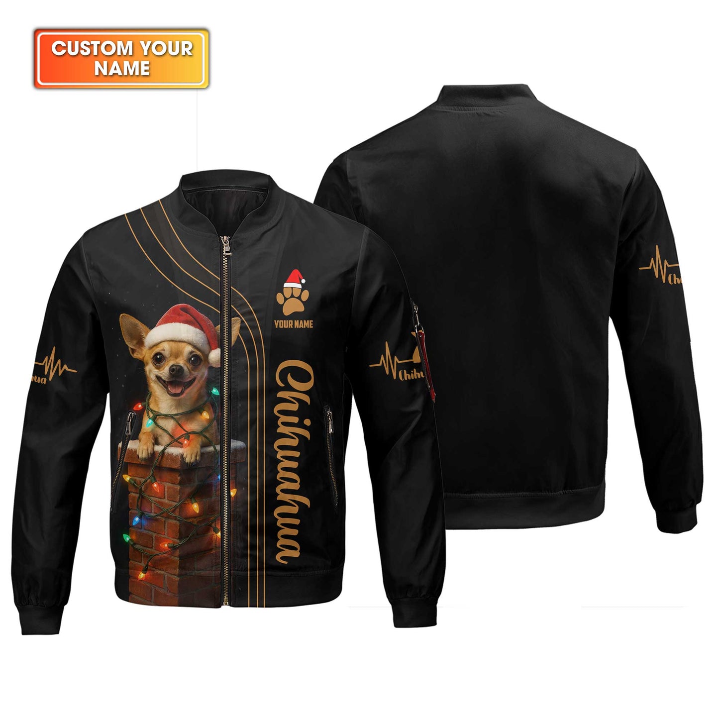 Custom Name Santa Hat Chihuahua, Christmas Chihuahua Hoodie, Chihuahua T Shirt, Funny Cool Chihuahua Shirt