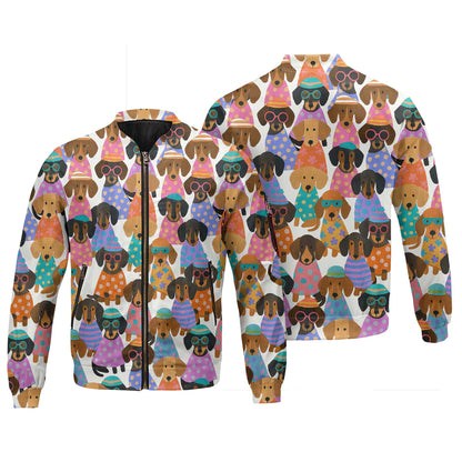 Happy Funny Colorful Dachshund Pattern Polo, Wiener Dog T Shirt, Dachshund Sweatshirt