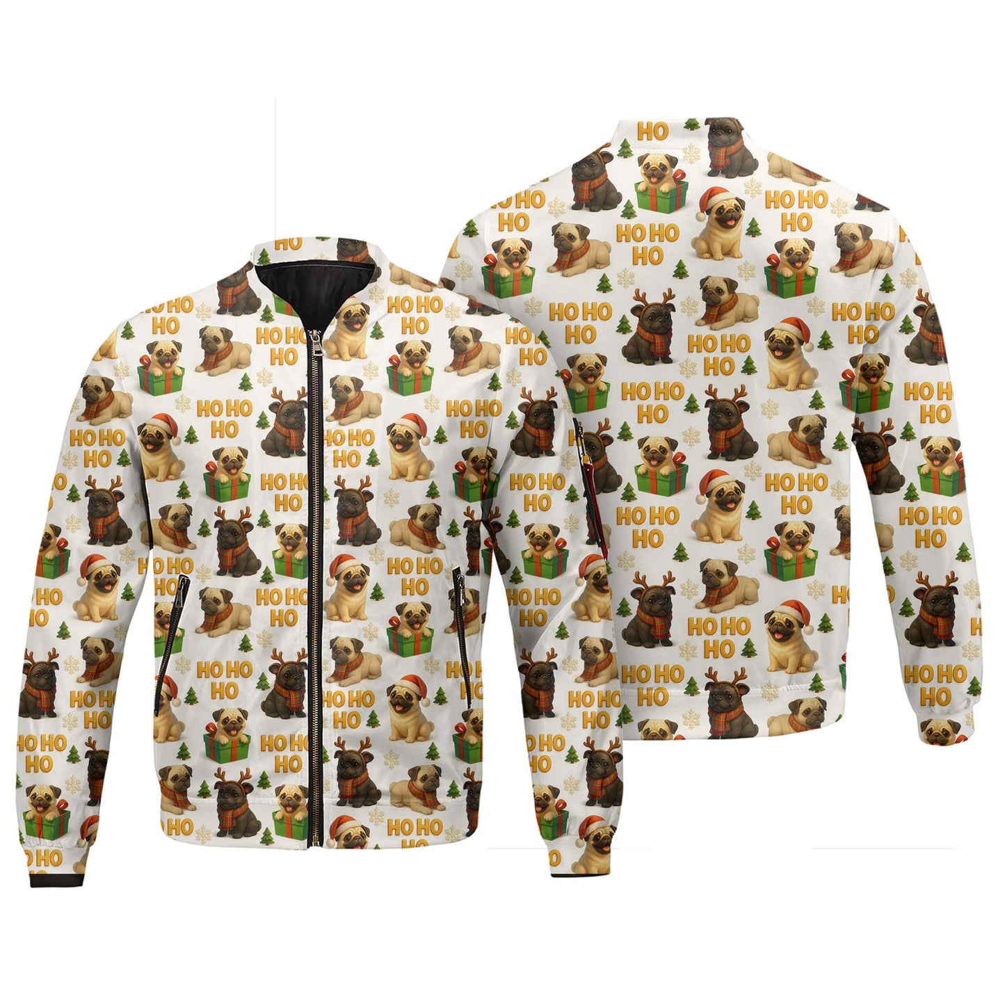 Cute Pug Santa Ho Ho Ho  Pattern Pug Polo, Funny Pug Shirt, Pug T Shirt