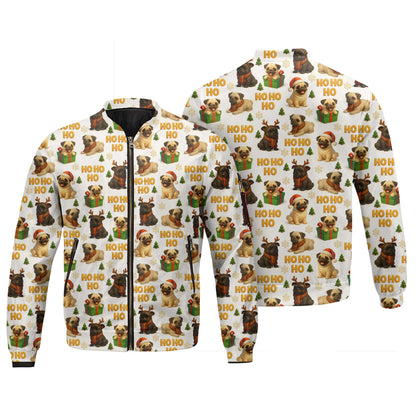 Cute Pug Santa Ho Ho Ho  Pattern Pug Polo, Funny Pug Shirt, Pug T Shirt