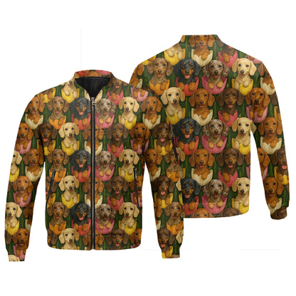Cute Dachshund Shirt, Wiener Dog Shirts with Colorful Tulip Flower Pattern