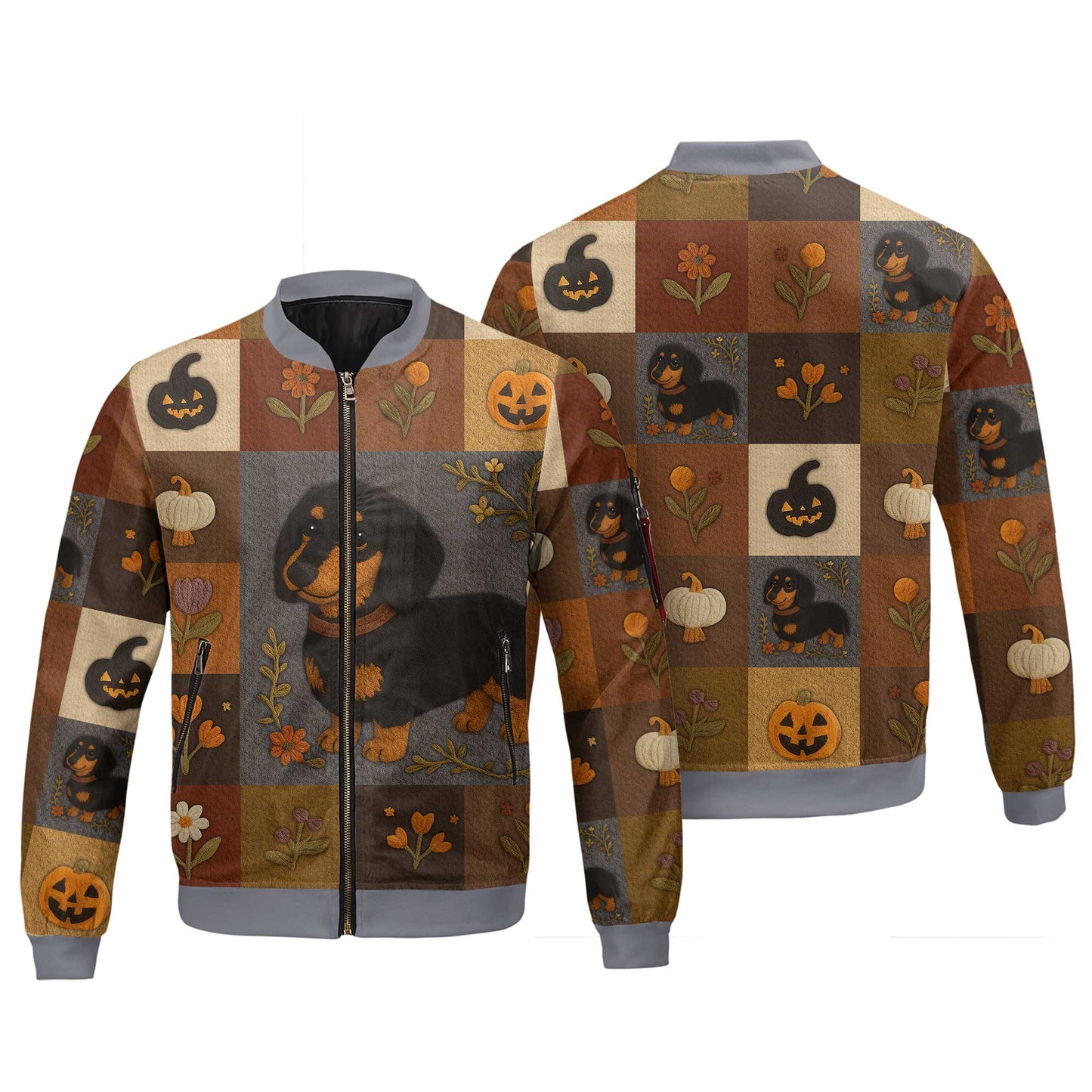 Pattern Polos For Spooky Season, Dachshund Halloween Shirt, Dachshund T Shirt - Autumn Floral Pumpkin