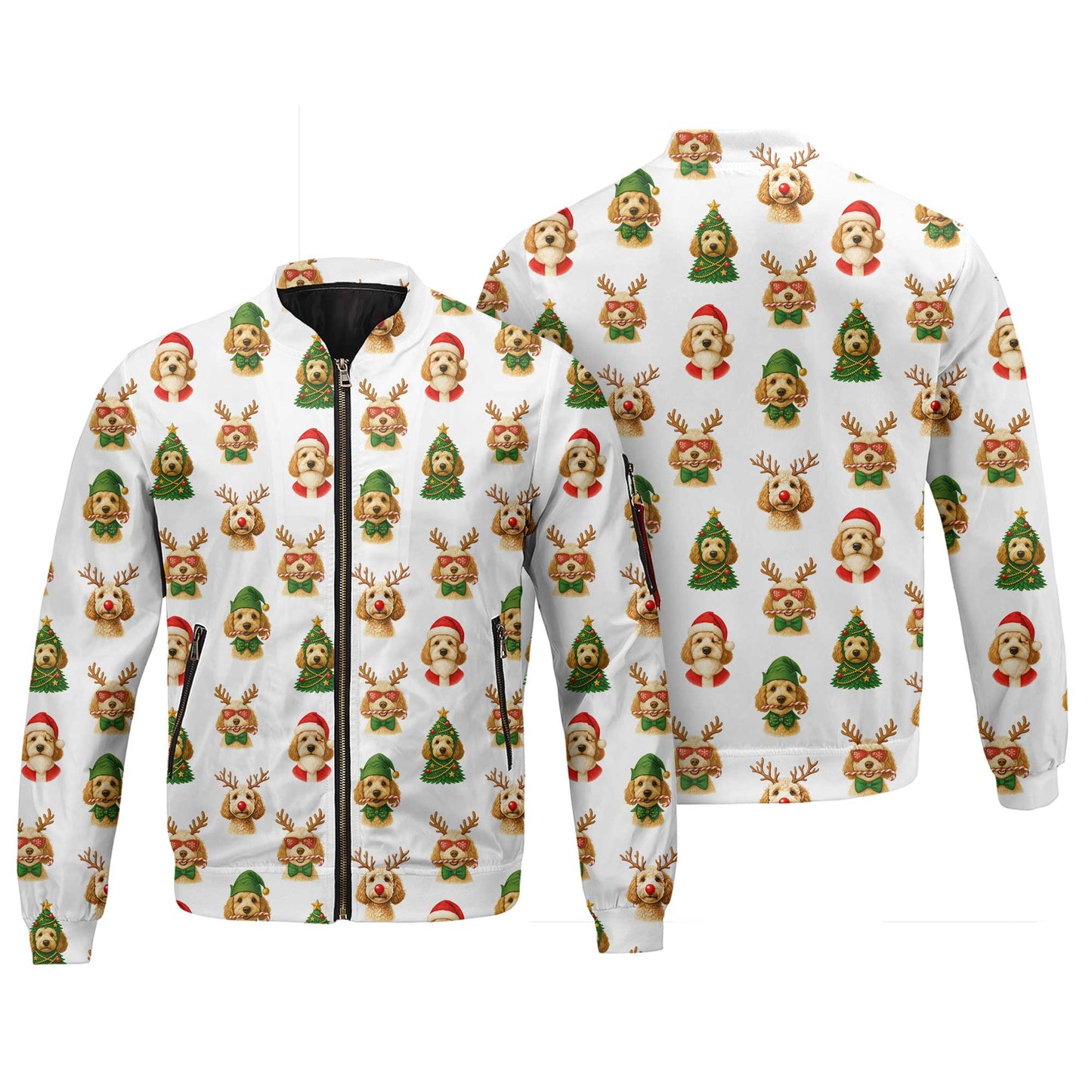 Cute Funny Puppy Santa Reindeer Pattern Polo, Dachshund T Shirt, Wiener Dog T Shirt