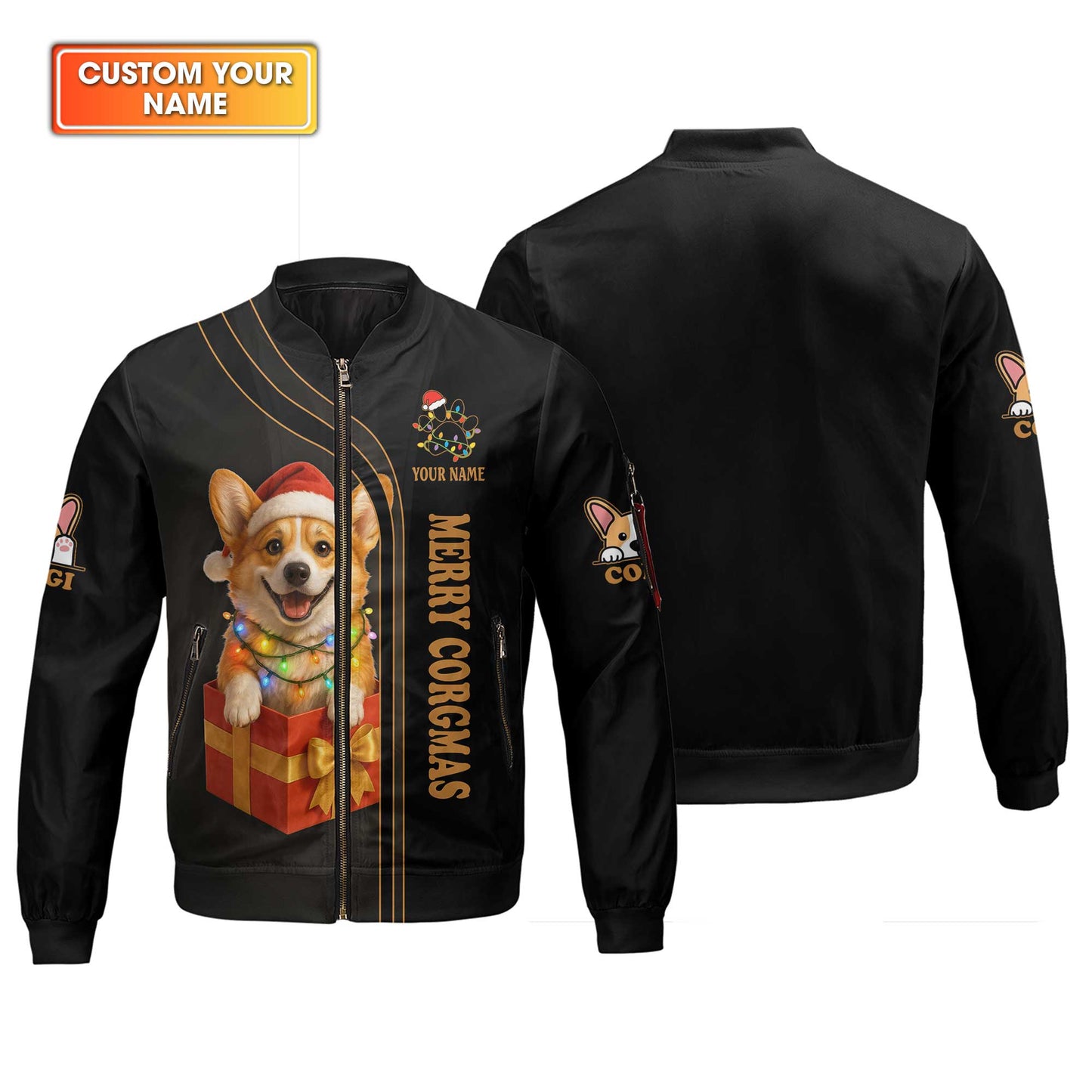 Cute Christmas Corgi Dog Gift Box Custom Name Hoodie, Corgi Shirt, Corgi Dog T Shirt