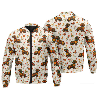 Floral And Butterfly Pattern Polo, Dachshund Sweatshirt, Wiener Dog Shirts