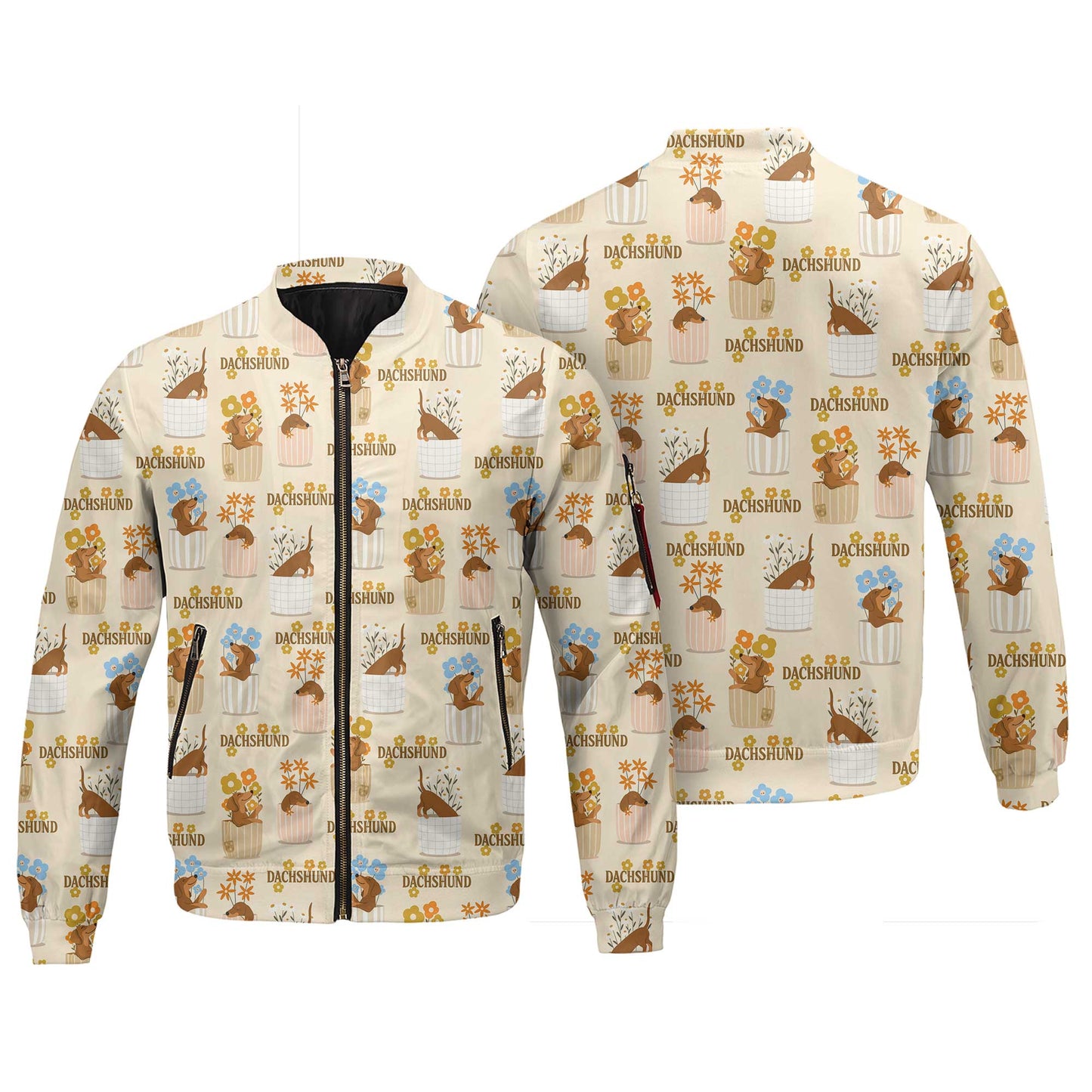 Whimsical Dachshund In Flower Pots Vintage Polo, Dachshund T Shirt, Wiener Dog T Shirt