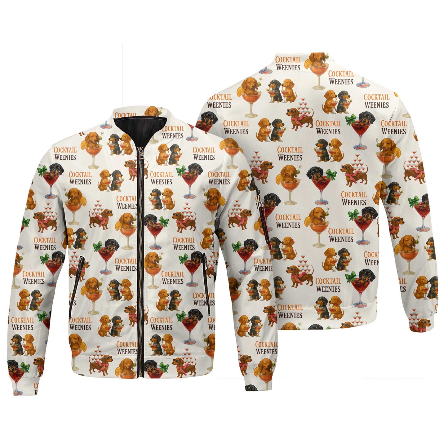 Funny Cocktail Weenies Pattern Polo, Dachshund Shirt, Wiener Dog T Shirt