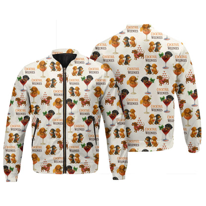 Funny Cocktail Weenies Pattern Polo, Dachshund Shirt, Wiener Dog T Shirt