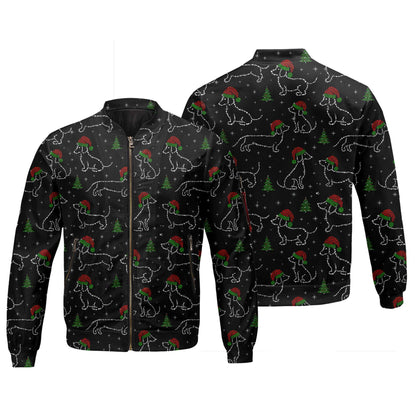 Christmas Lights Sparkling Santa Cute Holiday Pattern Polo, Festive Black Shirt, Dachshund T Shirt, Wiener Dog T Shirt