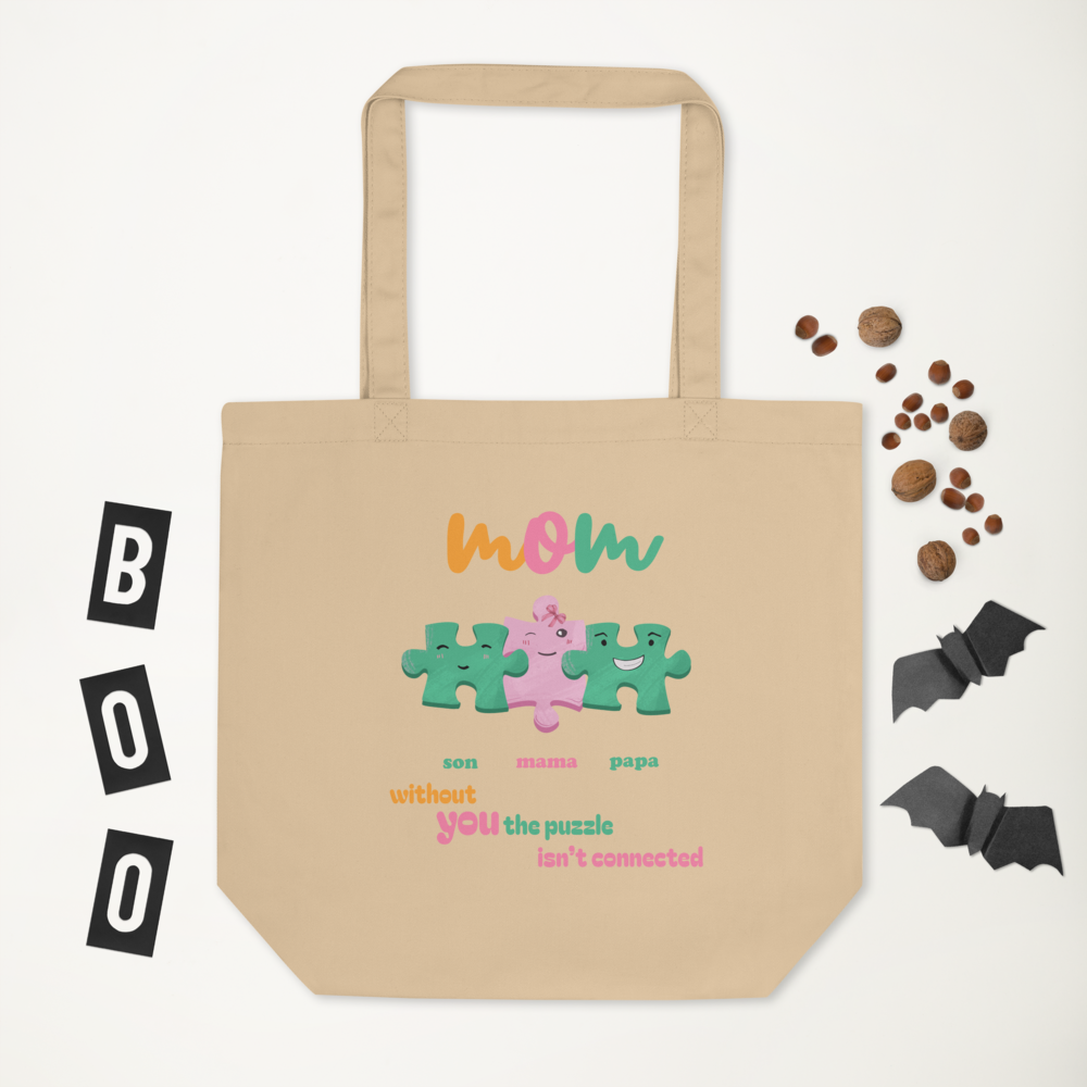 Personalized Mama Tote Bag – Organic Cotton Custom Puzzle Name Bag | Mother’s Day Gift  Birthday Gift For Mom
