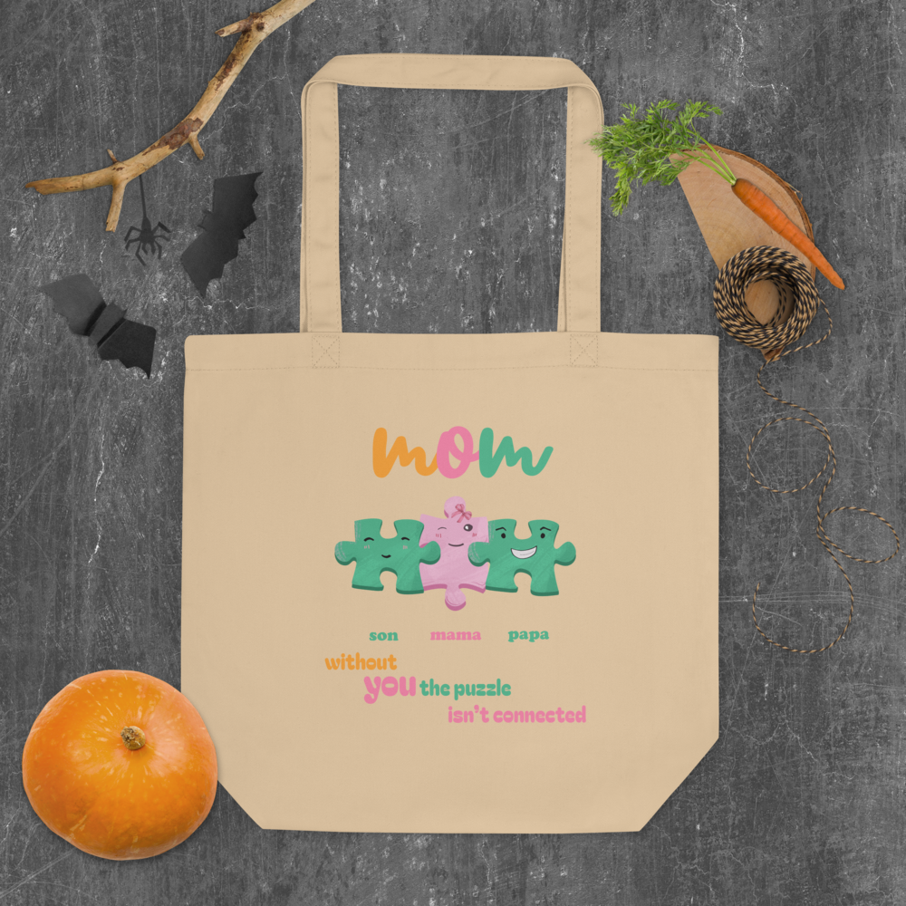 Personalized Mama Tote Bag – Organic Cotton Custom Puzzle Name Bag | Mother’s Day Gift  Birthday Gift For Mom
