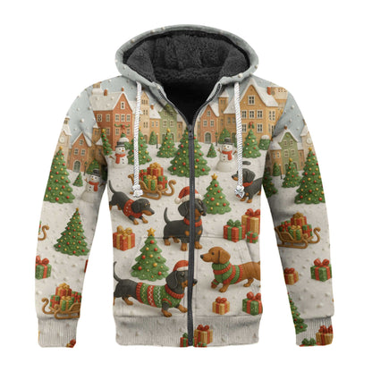 Christmas Dachshund Shirt, Holiday Weenie Dog Shirt, Winter Snow Sweater, Holiday Village Shirt