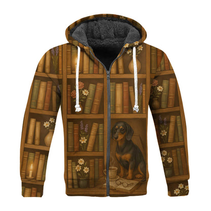Cozy Bookshelf Design With Dog, Coffee And Candlelight, Dachshund Shirt, Dachshund Sweatshirt