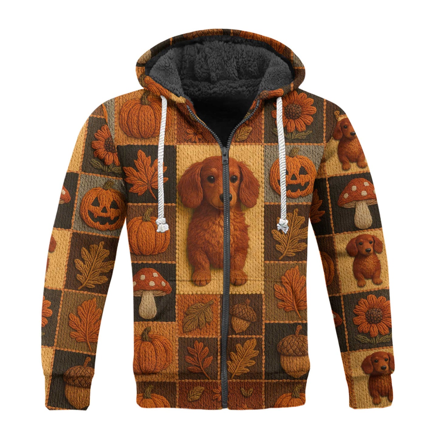 Pattern Polos For Spooky Season, Dachshund Sweatshirt, Fall Leaves Pumpkin Dog Shirt