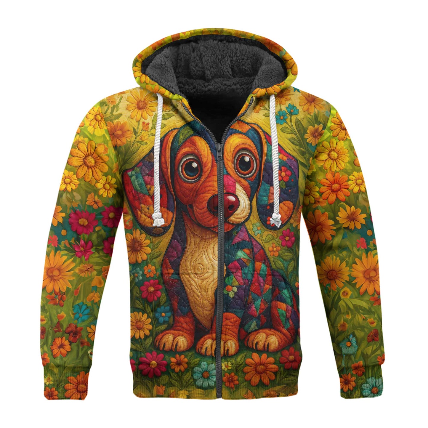 Dachshund Shirt, Weenie Dog Shirts With Colorful Floral Art Design