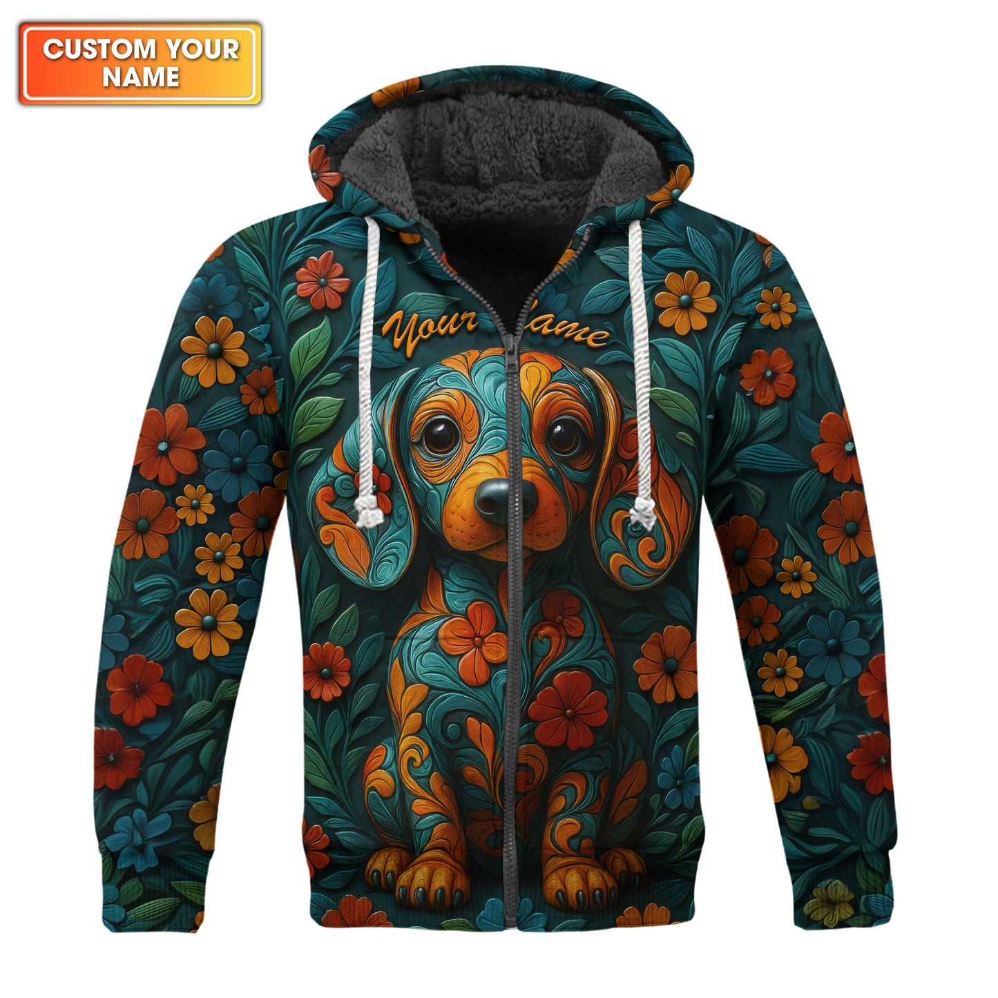 Custom Name Dachshund Shirt, Weiner Dog Shirts, Dachshund T Shirt, Floral Pattern