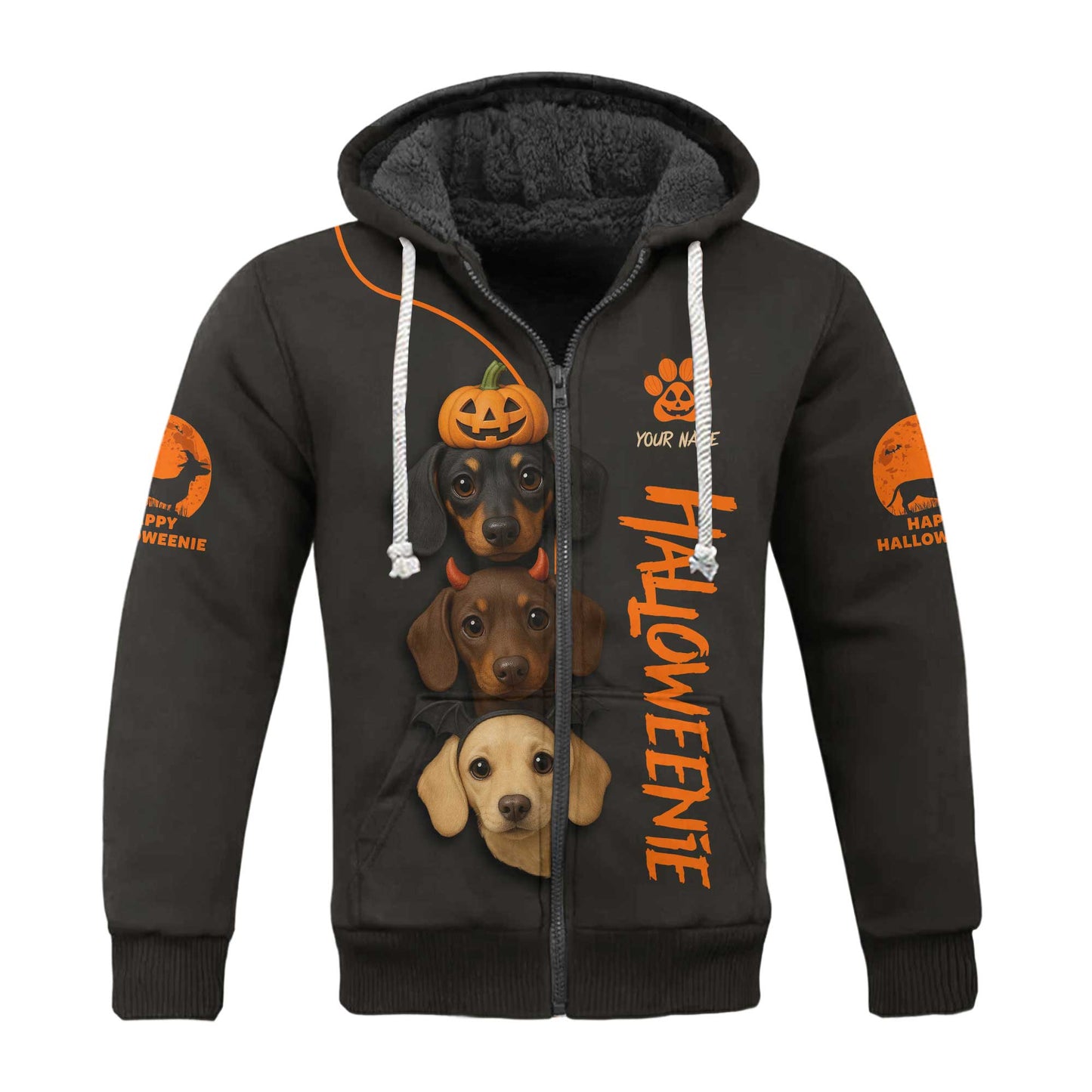 HalloWeenie - Dachshund Holiday Shirt, Christmas Tree Weiner Dog Tee, Pattern Polos For Spooky Season - Custom Name Shirt