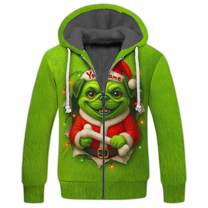 Custom Name Merry Woofmas Shirt, Funny Pug Xmas Hoodie, Personalized Pug Christmas Shirt For Dog Lover