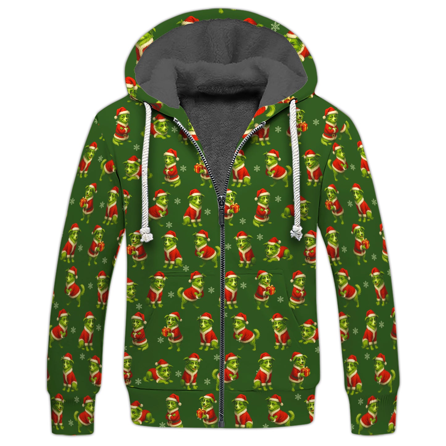 Funny Green Border Collie Christmas Hoodie, Cute Holiday Dog Sweatshirt, Xmas Gift for Border Collie Lovers