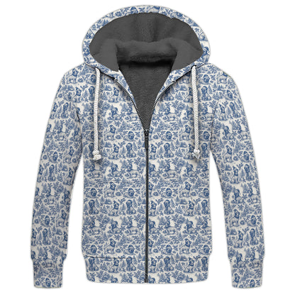 Christmas Pug Pattern Shirt, Toile De Jouy Shirt With Cute Pug, Xmas Hoodie For Dog Lover