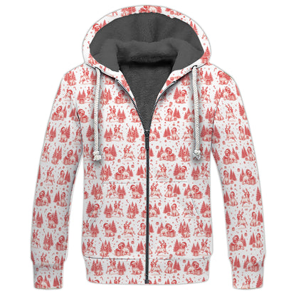 Pug Toile De Jouy Pattern Shirt, Christmas Pug Shirts, Xmas Hoodie For Pug Lover