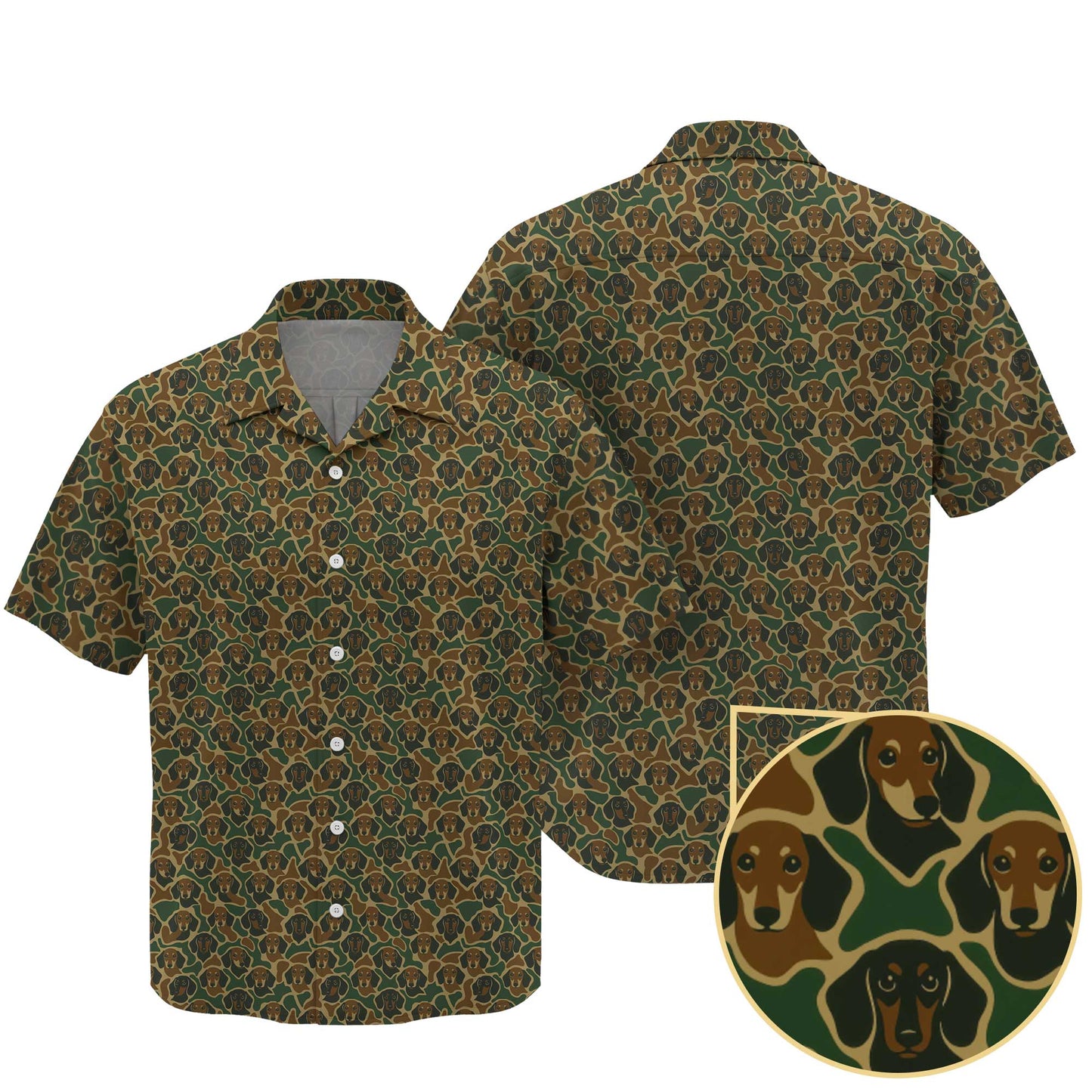 Camo Dachshund Pattern Polos , Weenie Dog Shirt, Dog Lover Gift
