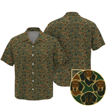 Camo Dachshund Pattern Polos , Weenie Dog Shirt, Dog Lover Gift