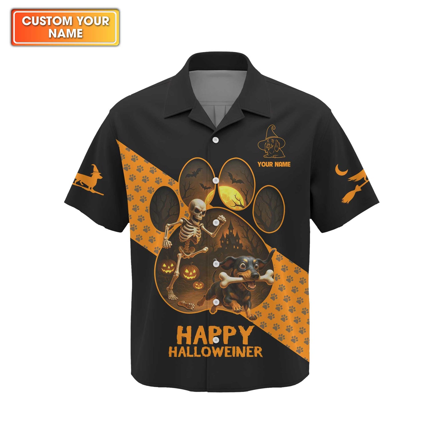Happy Halloweiner, Dachshund Halloween Shirt, Wiener Dog T-Shirt, Custom Dog Lover Gift