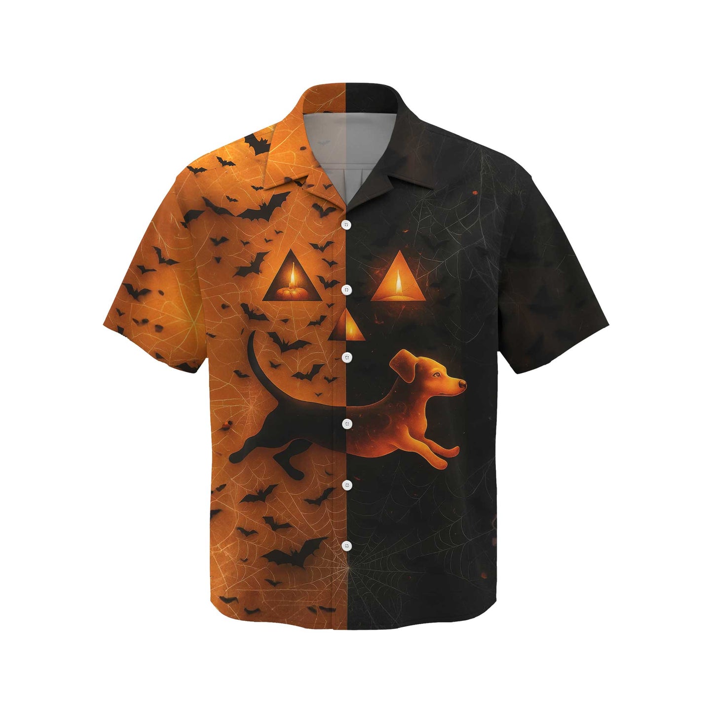 Split Orange & Black Spooky Halloween Dachshund Shirt, Dachshund Shirt, Weiner Dog T Shirt