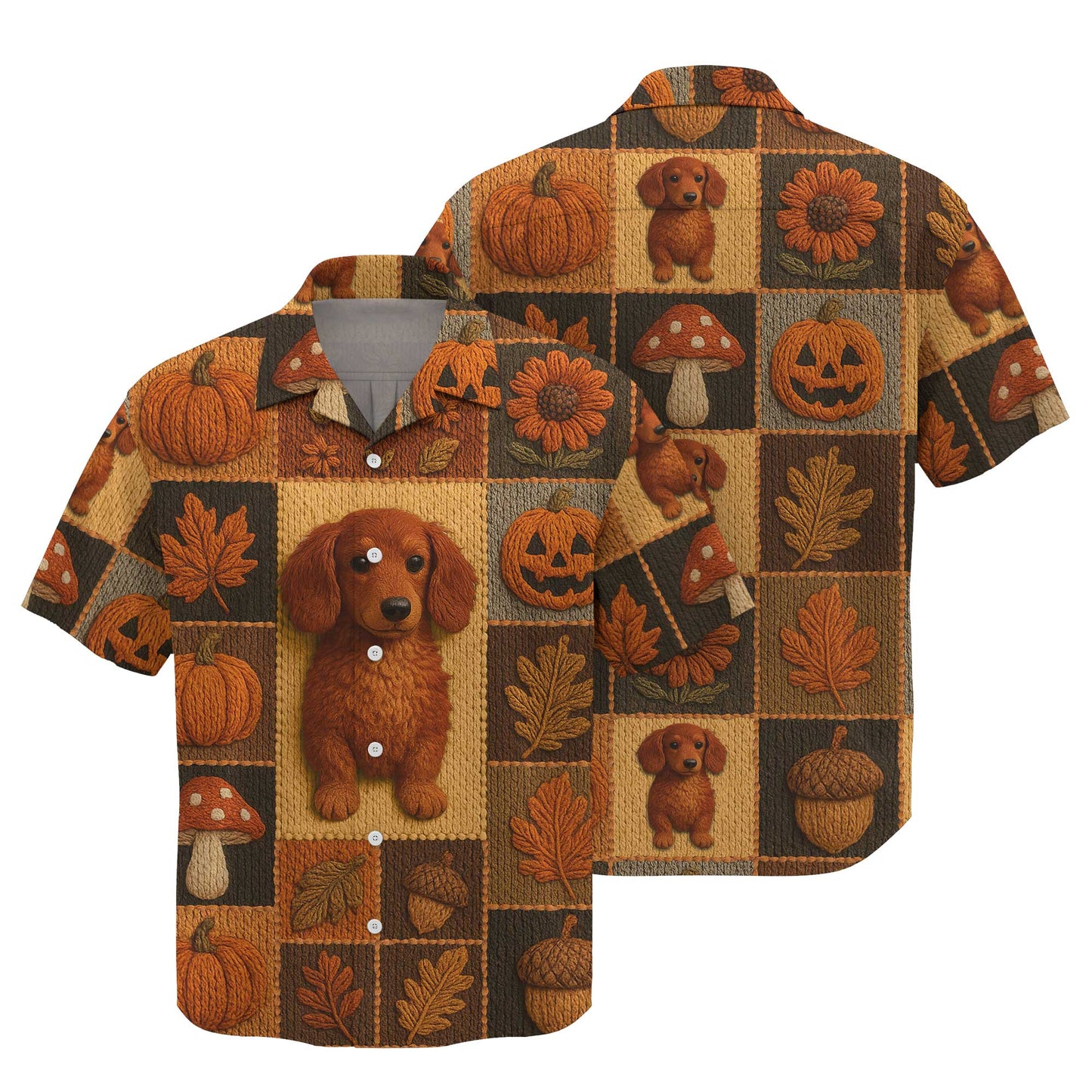 Pattern Polos For Spooky Season, Dachshund Sweatshirt, Fall Leaves Pumpkin Dog Shirt