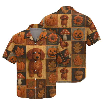 Pattern Polos For Spooky Season, Dachshund Sweatshirt, Fall Leaves Pumpkin Dog Shirt