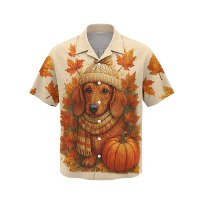 Fall Pumpkin Season Autumn Leaves Tee, Dachshund Shirt, Weiner Dog T Shirt