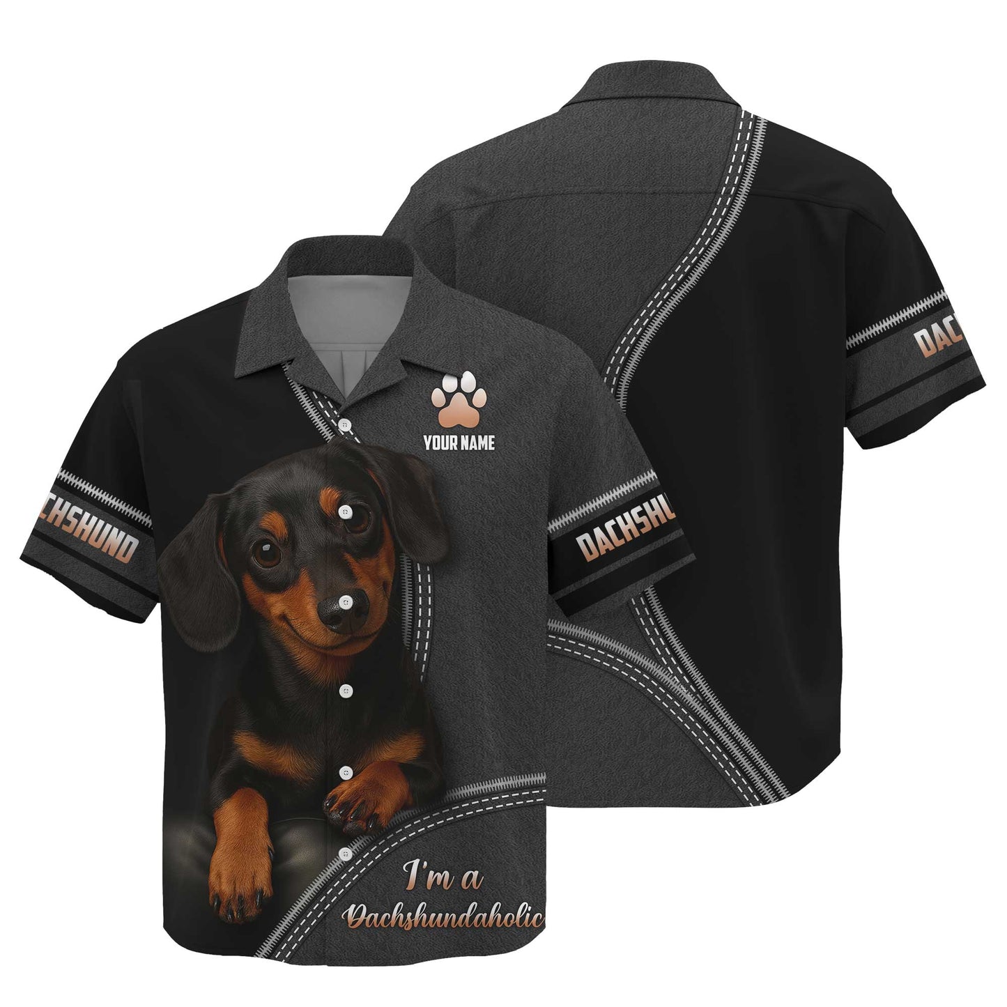 Dachshundaholic, Pattern Polos For Spooky Season, Dachshund Shirt, Weiner Dog T Shirt