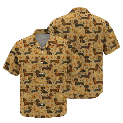 Fall Pattern Shirt, Dachshund Christmas Shirt, Weiner Dog Tee, Pattern Polos For Spooky Season