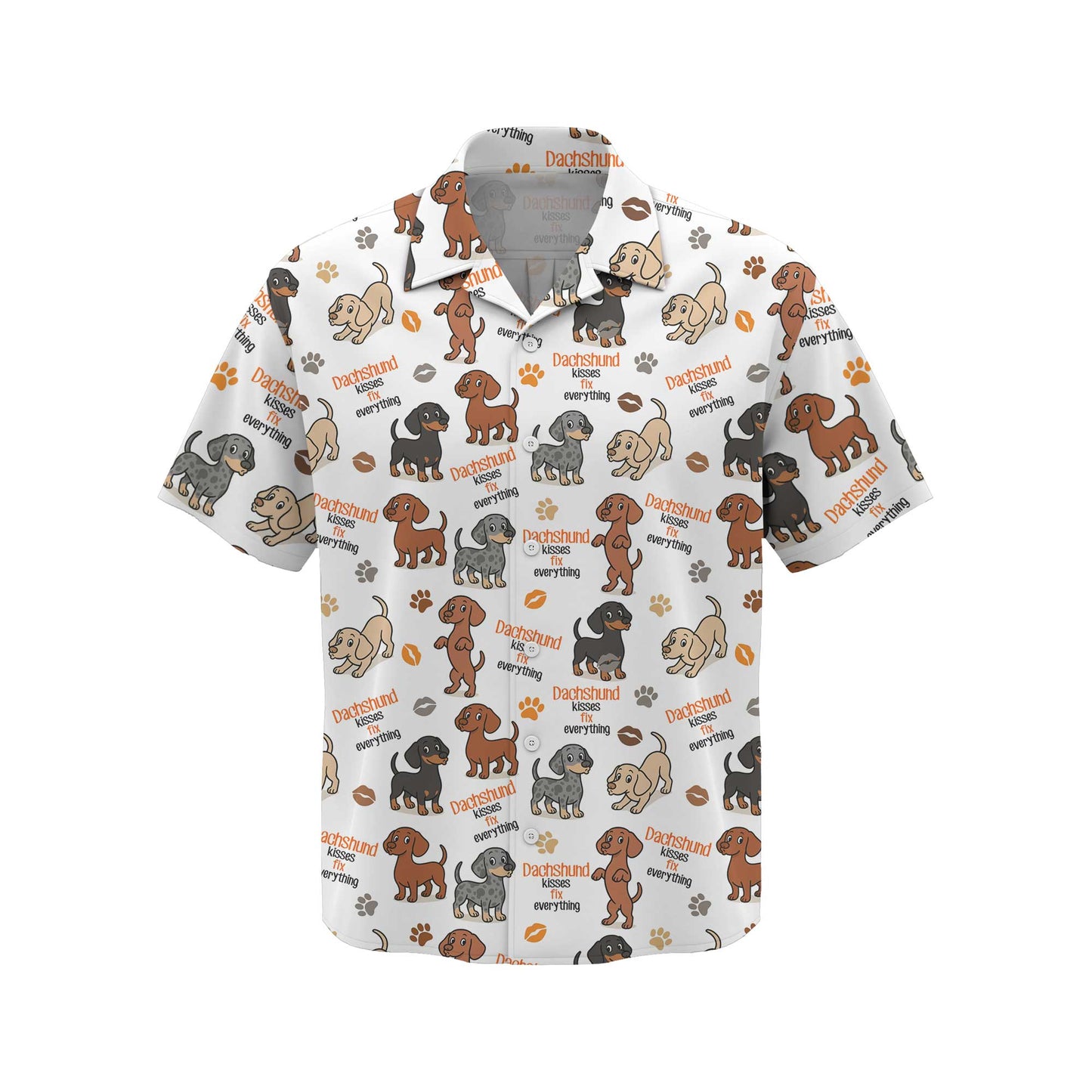 Dachshund Kisses Fix Everything Pattern Polos, Dachshund Shirt, Weiner Dog T Shirt