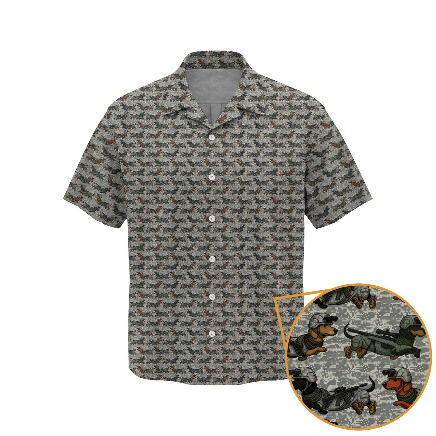 Sausage Dog Camo All Over Tee, Pattern Polos For Dog Lover, Dachshund Shirt