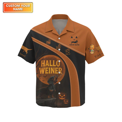 Hallo Weiner, Dachshund Shirt, Weiner Dog T Shirt, Halloween Custom Name Shirt