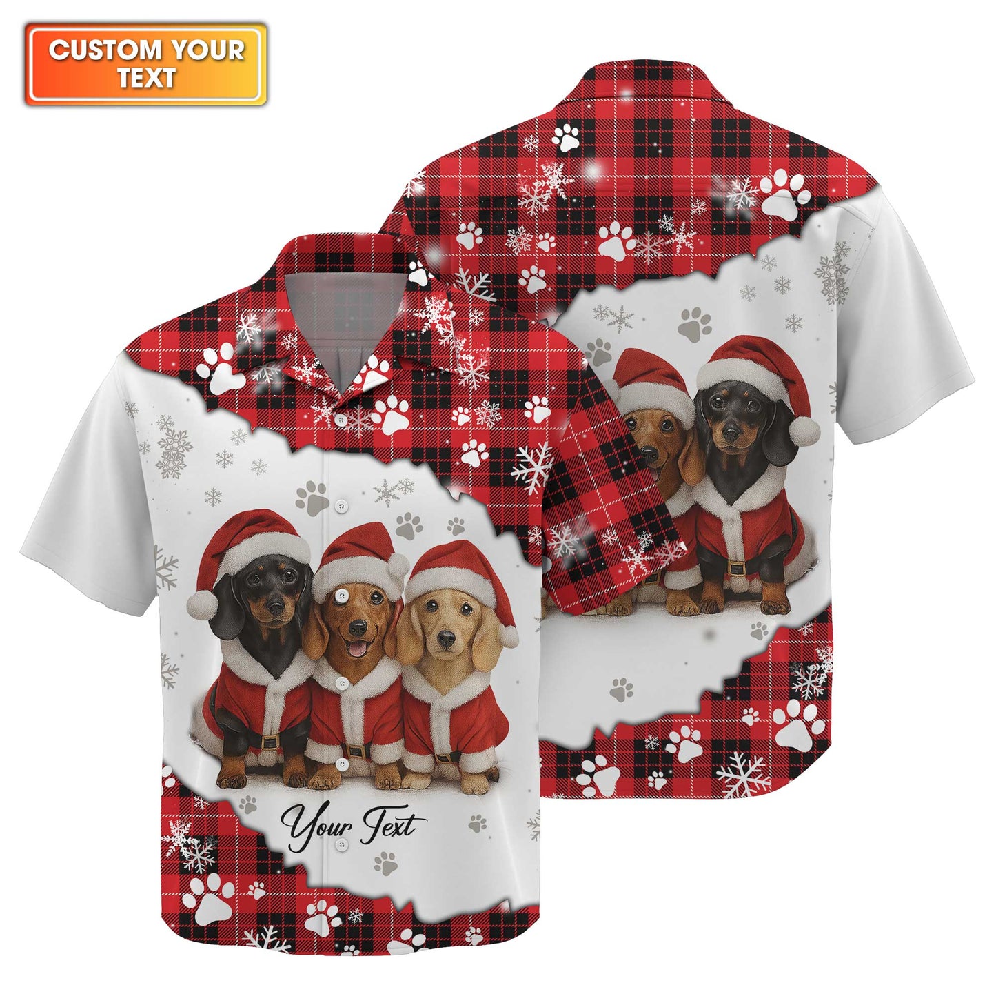 Dachshund Christmas Shirt, Weiner Dog T Shirt, Pattern Polos For Spooky Season, Custom Quote Shirt
