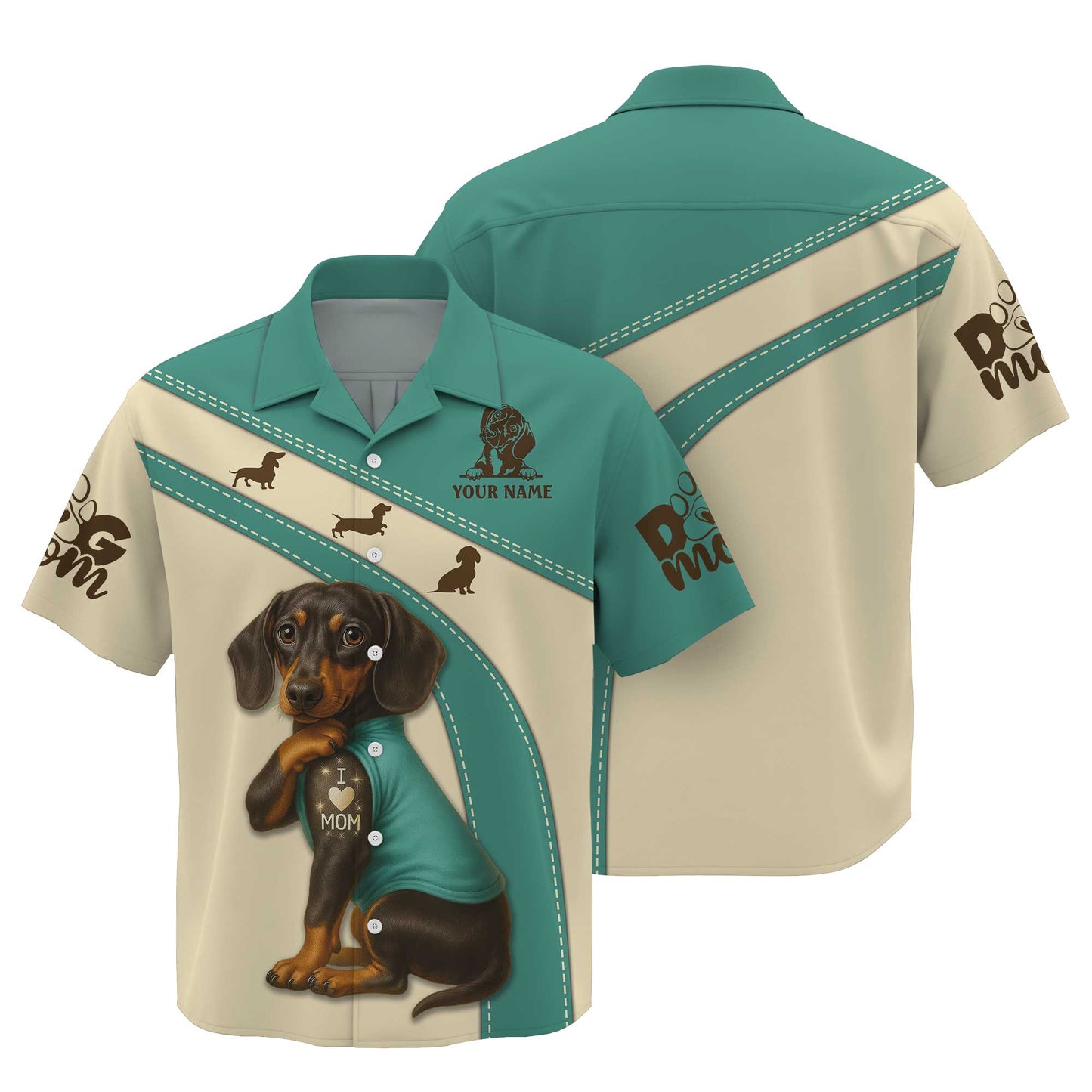 Weenie Dog Shirts, Dachshund T Shirt, Pattern Polos For Spooky Season Gift for Dog Mom - Custom Name Shirt