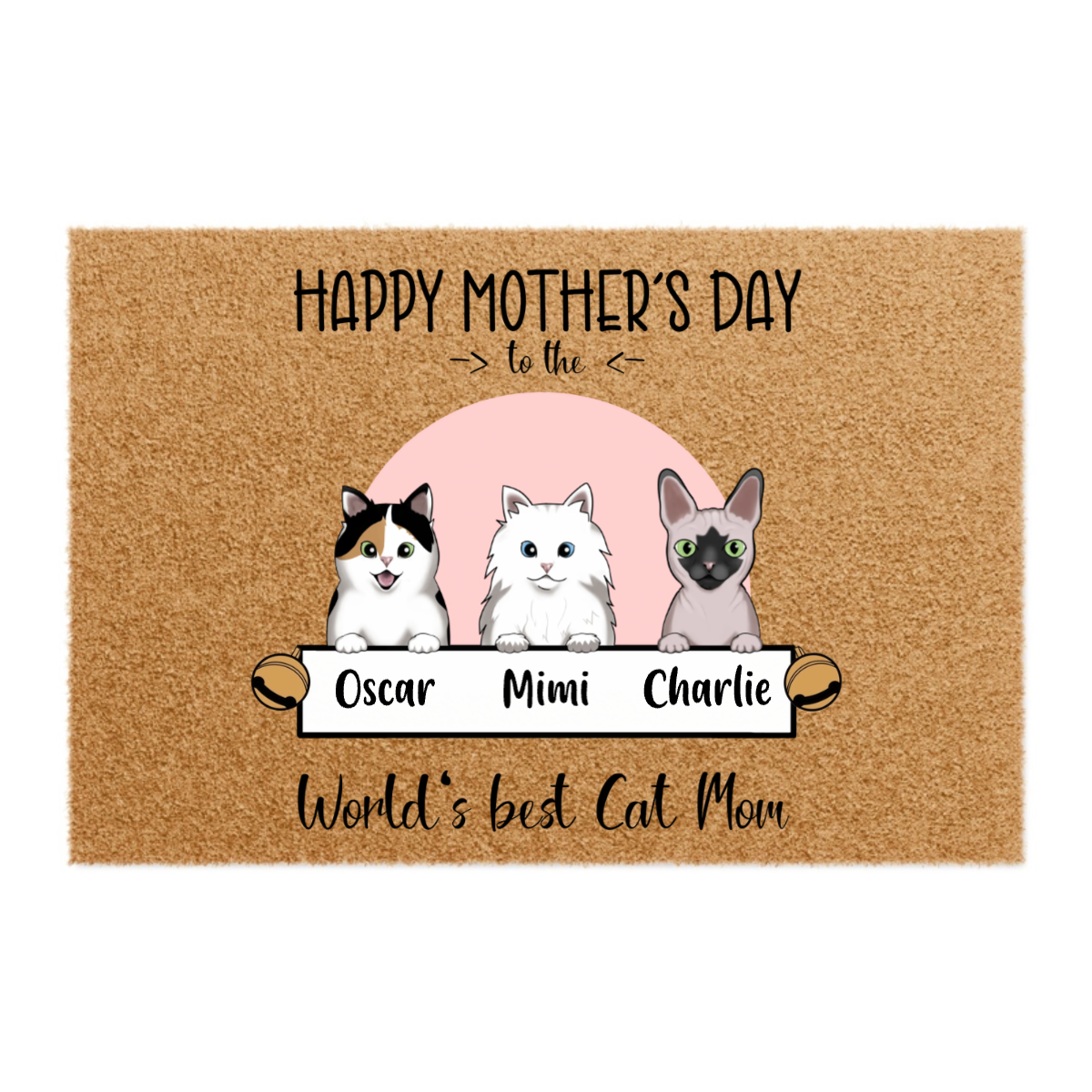 Happy Mother's Day To The World's Best Cat Mom - Personalized 100% Organic, Eco-friendly Doormat For Pet Moms
