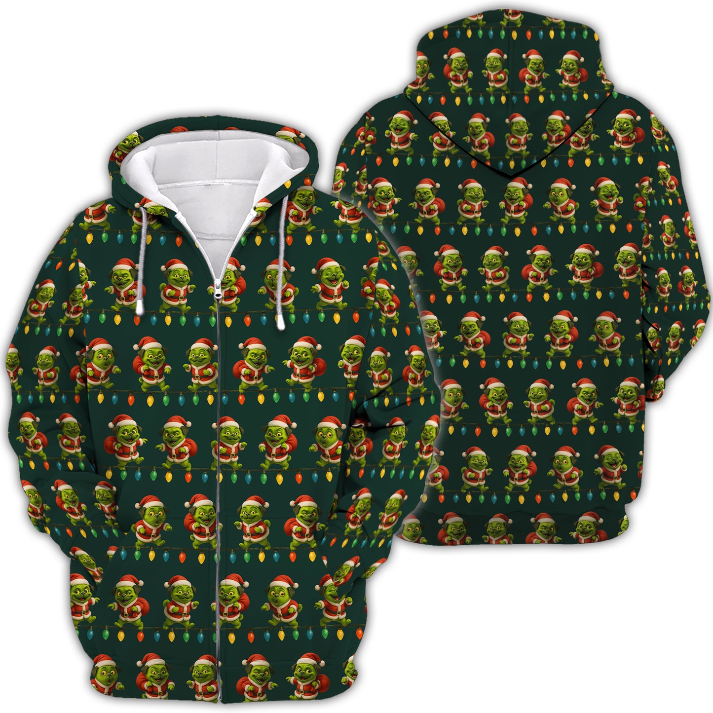 Green Pug Christmas Hoodie, Funny Pug Christmas Sweatshirt, Perfect Holiday Gift For Dog Lovers