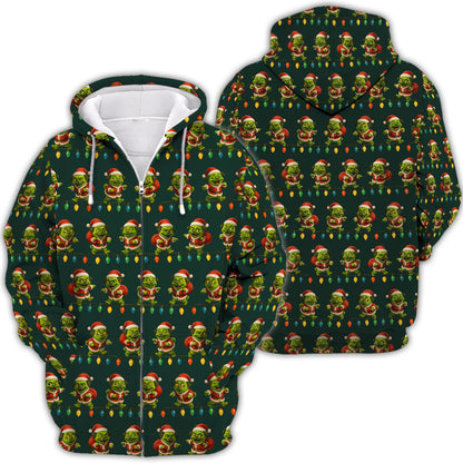 Green Pug Christmas Hoodie, Funny Pug Christmas Sweatshirt, Perfect Holiday Gift For Dog Lovers