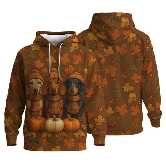 Autumn Fall Pumpkin Wiener Dog Shirt - Weiner Dog Christmas T Shirt, Dachshund Shirt Women’s, Pattern Polos For Spooky Season