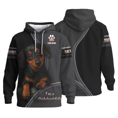 Dachshundaholic, Pattern Polos For Spooky Season, Dachshund Shirt, Weiner Dog T Shirt