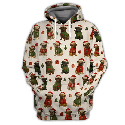 Funny Pug Pattern Shirts, Christmas Pug Shirt, Xmas Pug Hoodie For Dog Lover