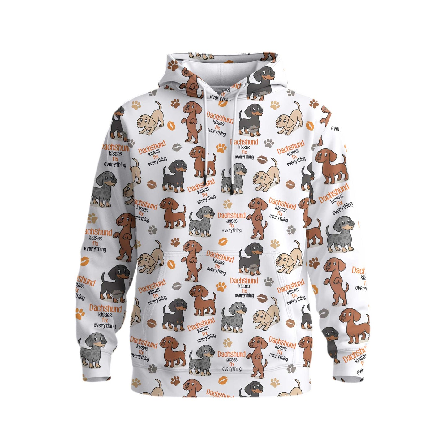 Dachshund Kisses Fix Everything Pattern Polos, Dachshund Shirt, Weiner Dog T Shirt